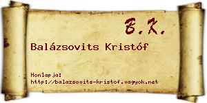 Balázsovits Kristóf névjegykártya
