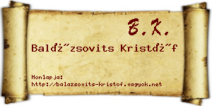 Balázsovits Kristóf névjegykártya